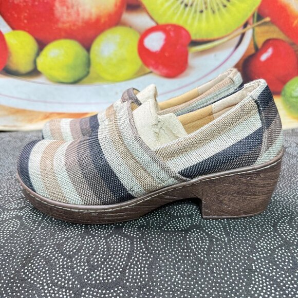 B.O.C. Born Concept Women's Striped Canvas Slip-On Clogs Size 9M - Picture 1 of 10